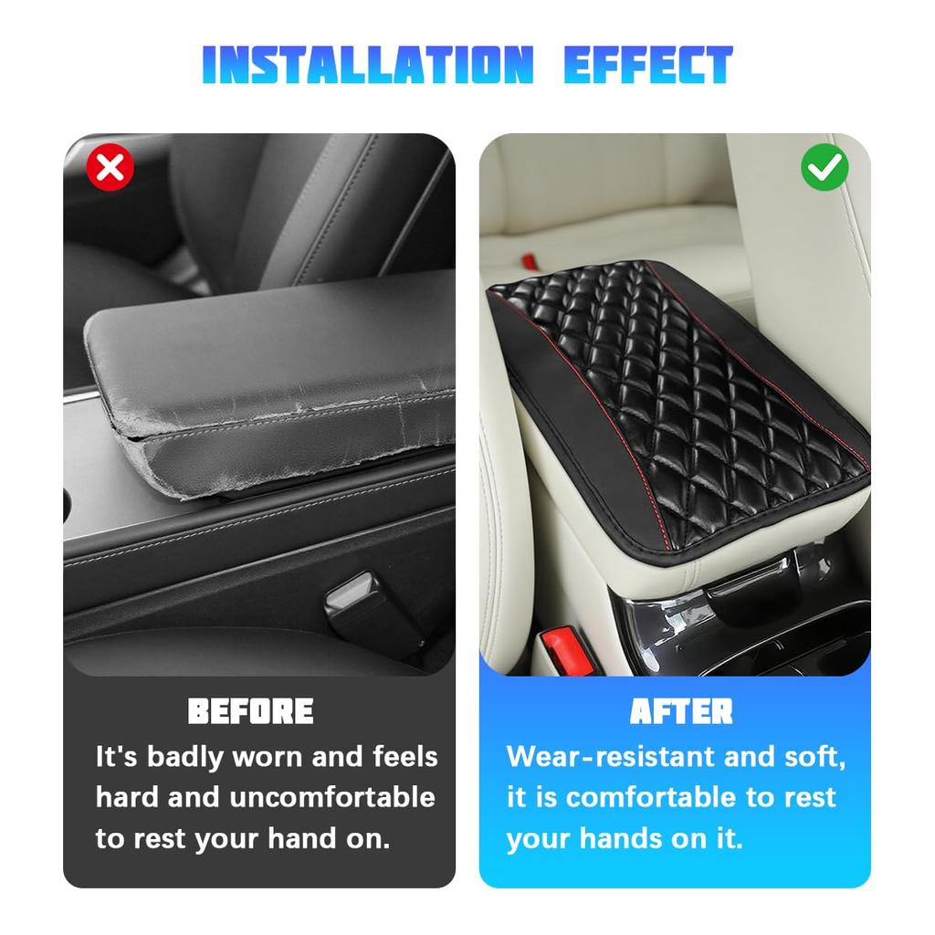 PU Leather Car Armrest Cover Center Console Pad Anti Slip Auto Interior Accessory Universal