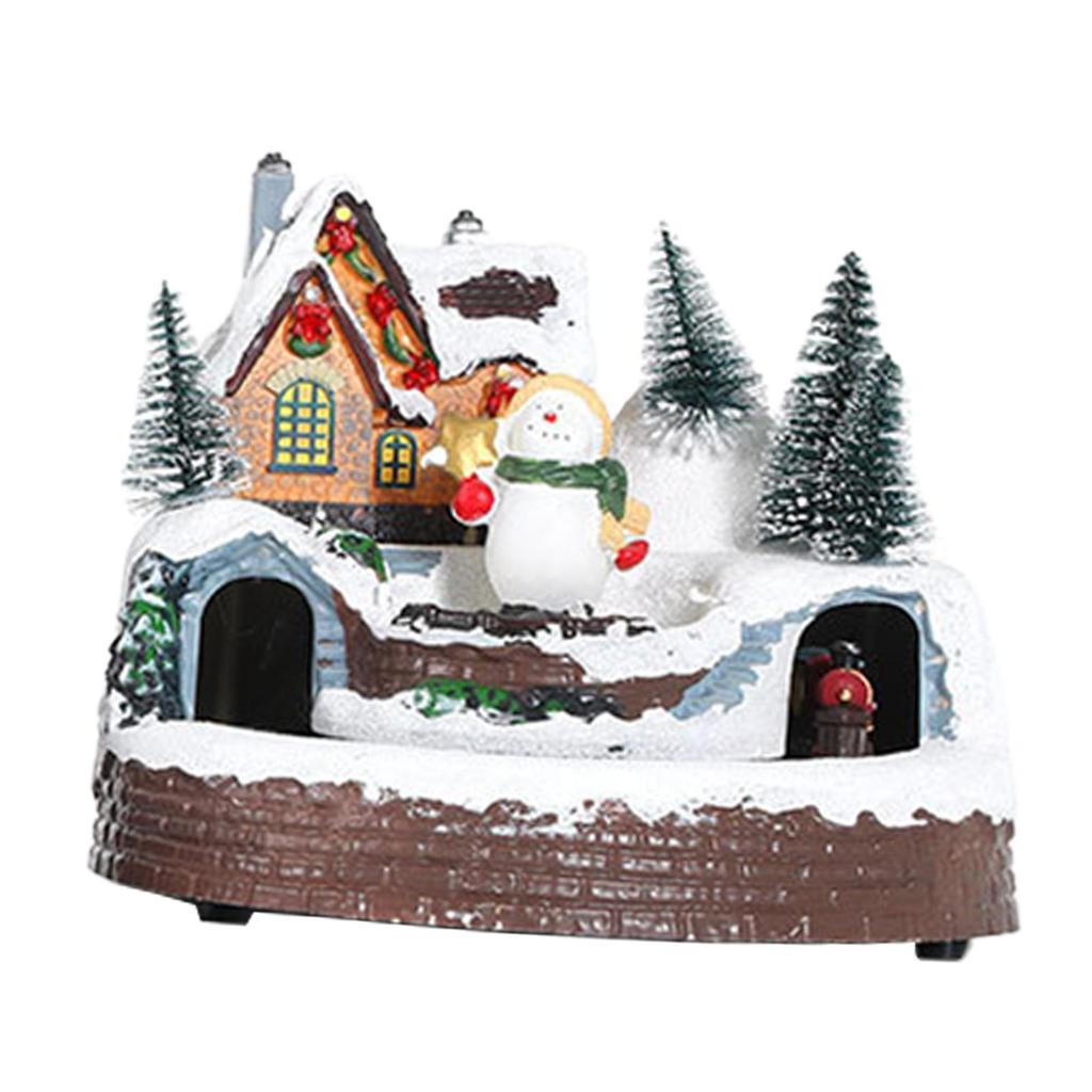 Lighted Christmas House Figurine Christmas Decoration with Light Desktop