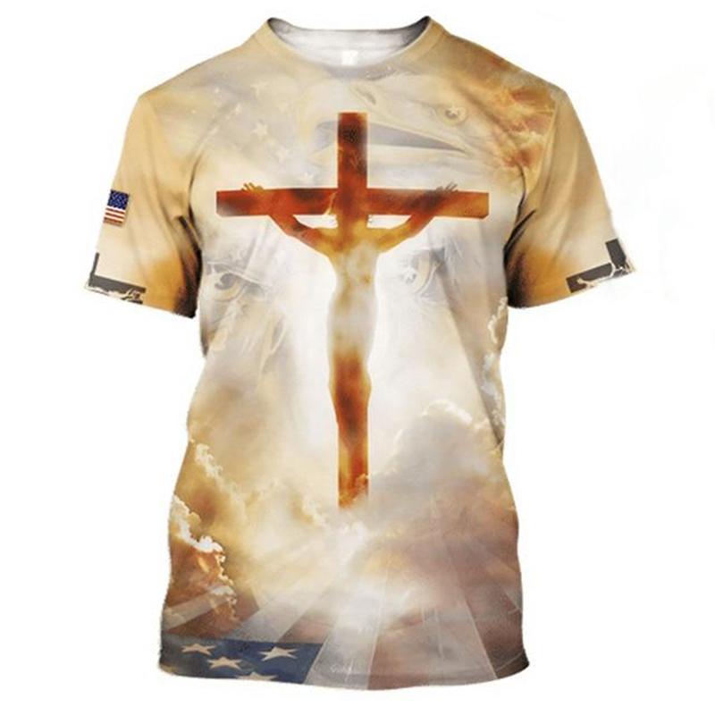Fashion Jesus Graphics T Shirts Summer Trend Short Sleeve O Neck 3D Printed Christian T-shirts Casual Loose Streetwear Tees Tops
