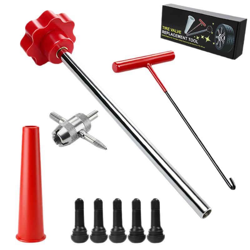 Tire Repair Tool Kit with Valve Core Installation and Tire Lever