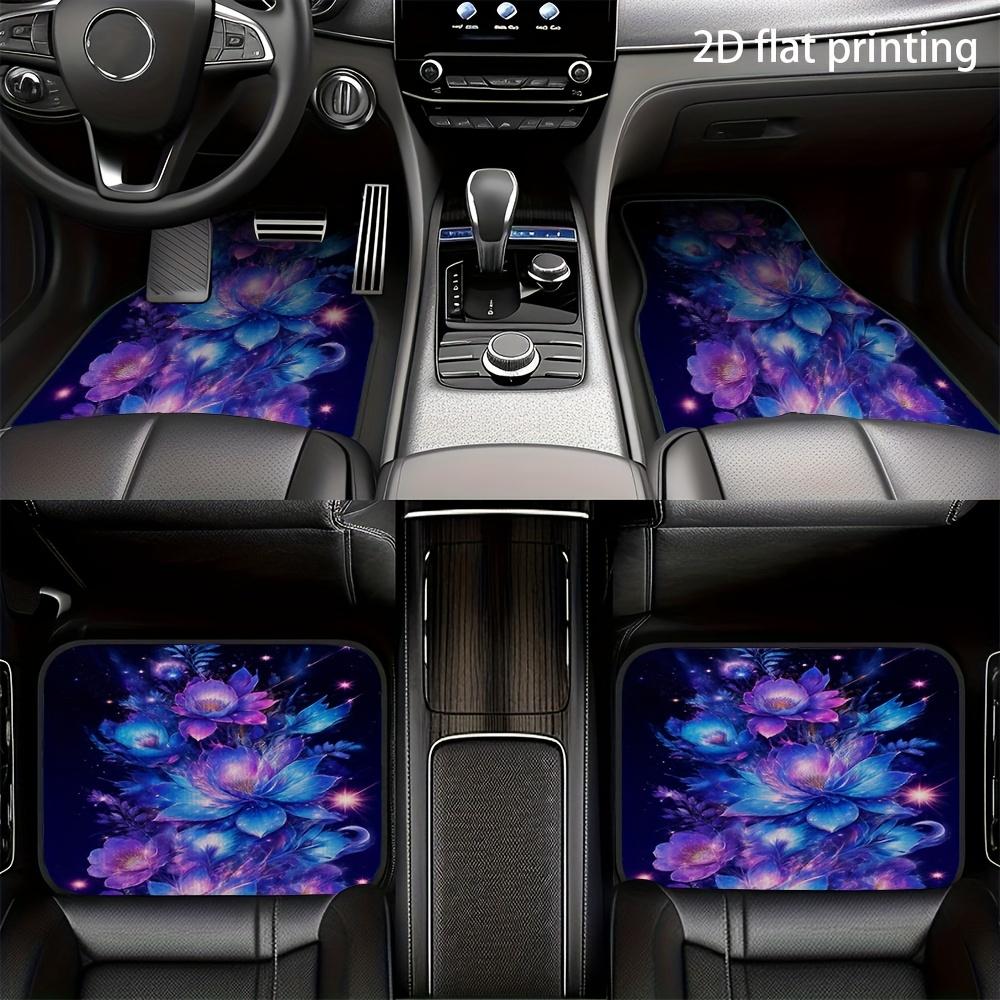 4pcs Car Floor Mats, Dreamy Starry Sky Floral Pattern Design, Material, Universal Fit For Cars, Wear-Resistant & Easy To Clean,