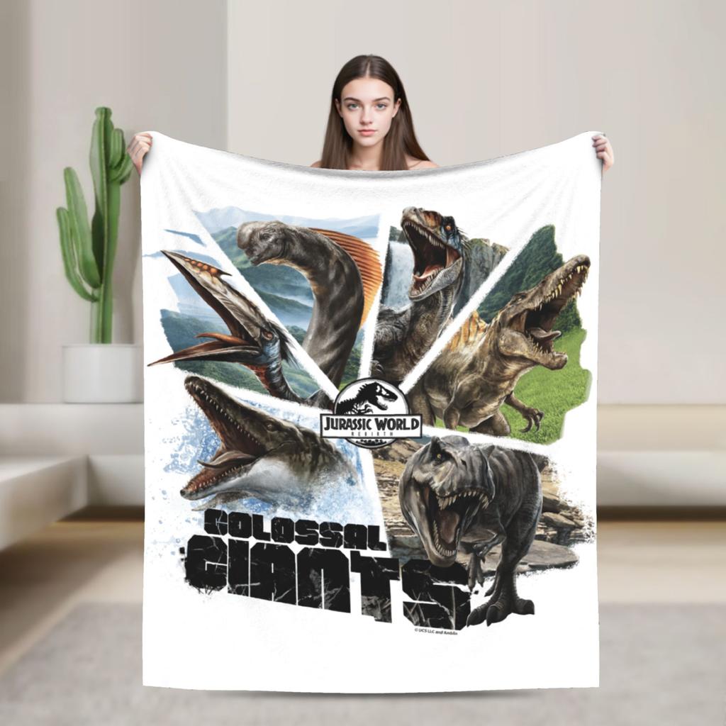 Jurassic Rebirth Spinosaurus Attack Världsplädar Dinosaurie Fleece Rolig Varm Pläd för Sängöverkast Höst/Vinter Utomhus