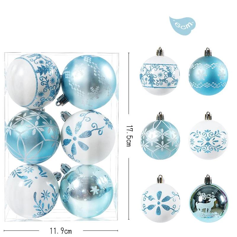 

6 шт./кор. Рождественский шар, украшение для елки, подвесное украшение, расписанное вручную, 6 см, черно-белые новогодние подарки