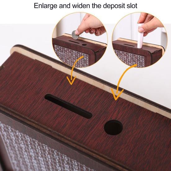 Wooden Money Box with Counter Savings Target And Numbers Money Saver Coin Bank Reusable Cash Vault Savings Box for Kids And Adults Savings Challenge