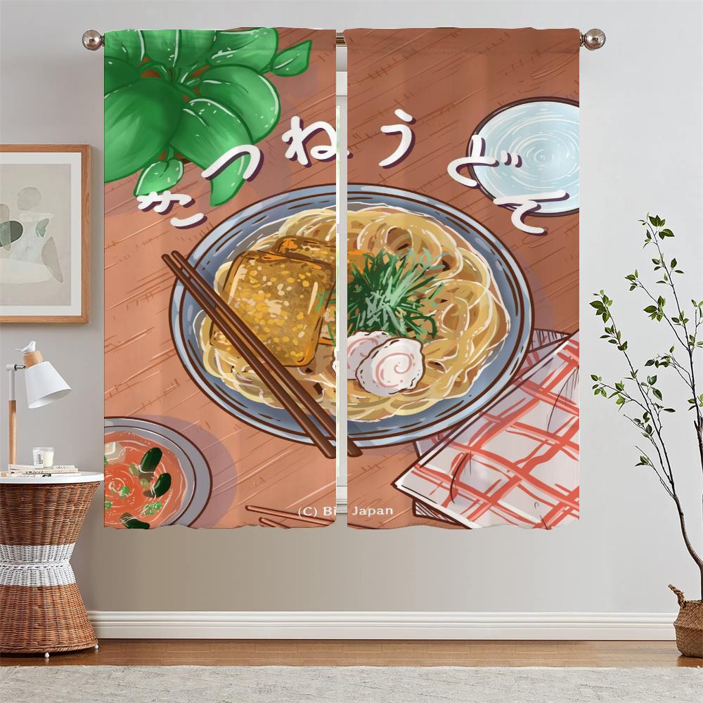 

Цифровые иллюстрации Кухонные шторы для дверей Подхваты для штор Короткие оконные шторы Домашние щупальца Занавеска для гостиной W132xH160cmx2pcs-CL