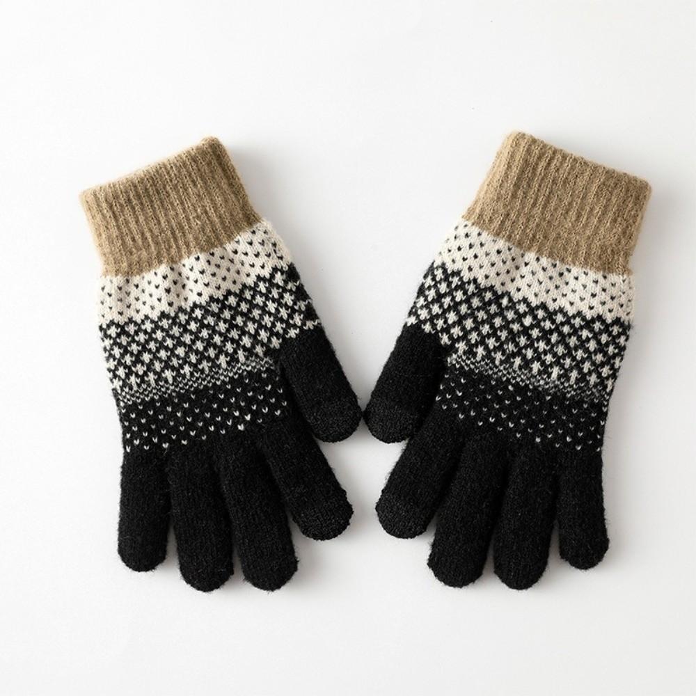 Thickened Touch Screen Gloves Windproof Wool Gloves Fashion Winter Knitted Gloves for Men Women
