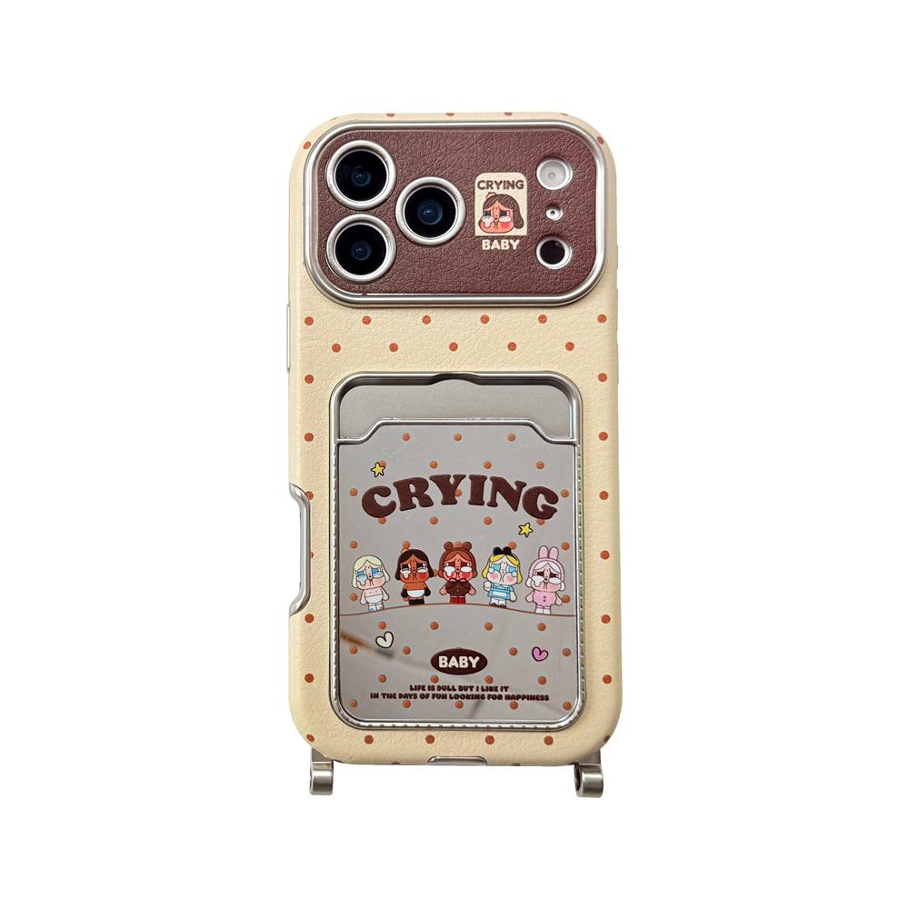 Kawaii Cartoon Cry Girls Kartenhalter Handyhülle Für iPhone 16 Pro 14 15 17 Pro Max Hülle mit Handschlaufe Niedliche Schutzhüllen