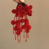 Red hairball flower fringed stud earrings European and American versatile earrings women