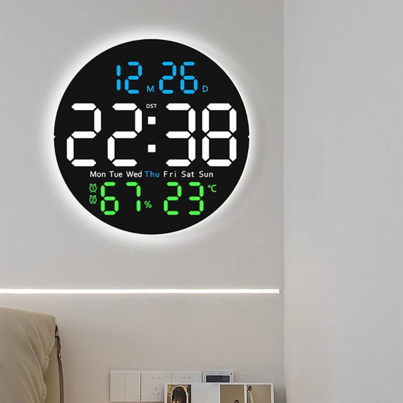 10Inch Large Digital Wall Clock Remote Control 2 Alarms Big LED Display 10 Brightness For Living Room Elderly Gift