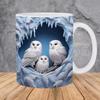 3D Owl, Ceramic Coffee Mug, Tea Cup, New Hole Wall, Cute Hole Wall
