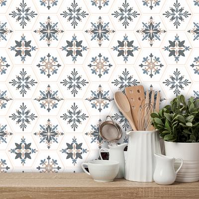 Flower Plaid Tile Sticker Kitchen Backsplash Oil-proof Bathroom Waterproof Home Decor Wall Decals Peel Stick Art Mural