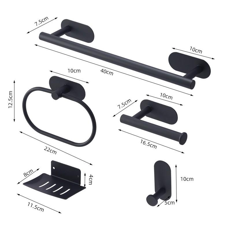 Stainless Steel No-Drill Towel Ring Holder Set Bathroom Wall Mount 4/5/7 Piece Kit In Black Gold