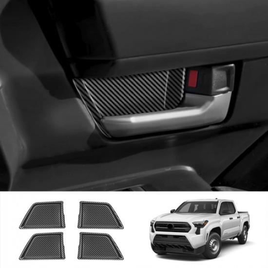 For Toyota Tacoma 2024 Carbon Fiber Car Door Handle Bowl Cover Trim 4PCS