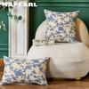 1PC Retro Blue Floral Cotton Linen Printed Pillowcase for Sofa Living Room Bedroom Home Decor 30x50/45x45/50x50cm
