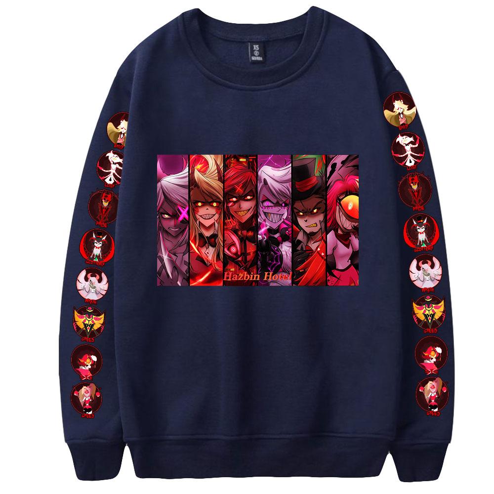 Hanorac cu gât în ​​formă de Hazbin Hotel Femei/Bărbați Hanorace cu mânecă lungă la modă Imprimeuri anime Haine casual Streetwear
