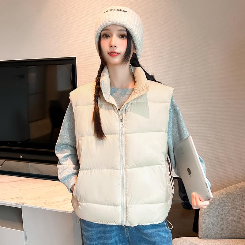 Jesienno-zimowa puchowa bawełniana kamizelka damska odzież luźna w stylu college top kamizelka kurtka
