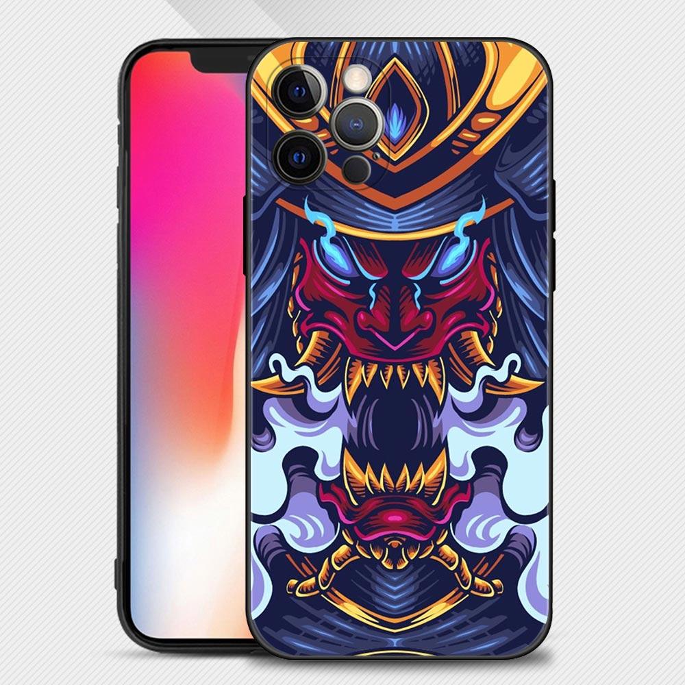 Japan Samurai Oni Mask Case For Apple iPhone 14 13 12 11 Pro Max Mini XS Max XR X 7 8 6 6S Plus Phone Shell Capa