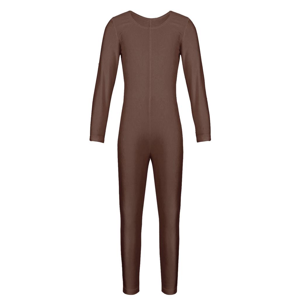 Girls Long Sleeve Zippered Ballet Dance Gymnastics Jumpsuit Unitard Dancewear Practice Outfit
