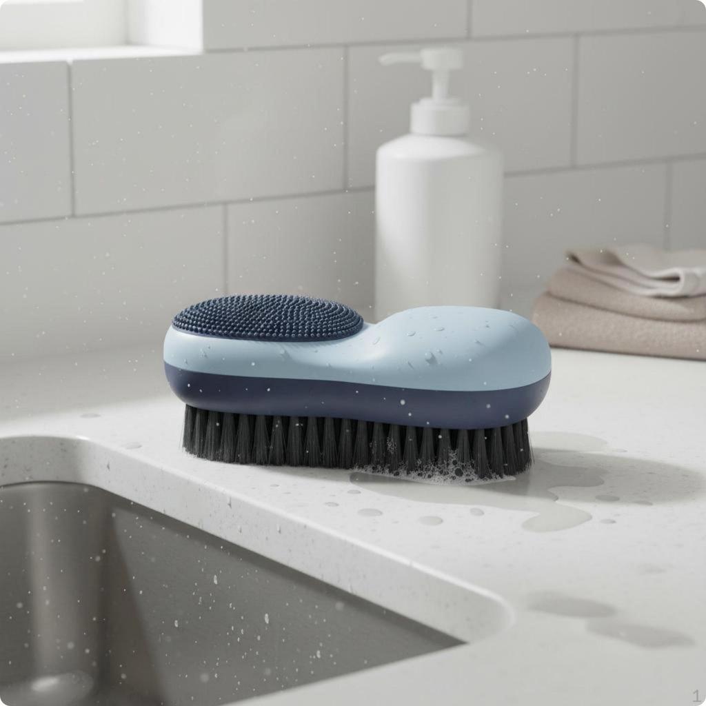 Double Sided Laundry Brush Versatile Soft Fiber Scrub Multifunctional White