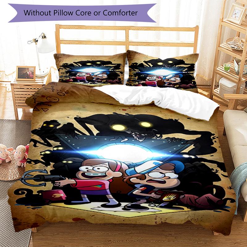 3pcs Gravity Falls Bedding Set Duvet Cover Closure Includes 1 Duvet Cover & 2 Pillowcases, Soft and Comfortable for All Seasons.