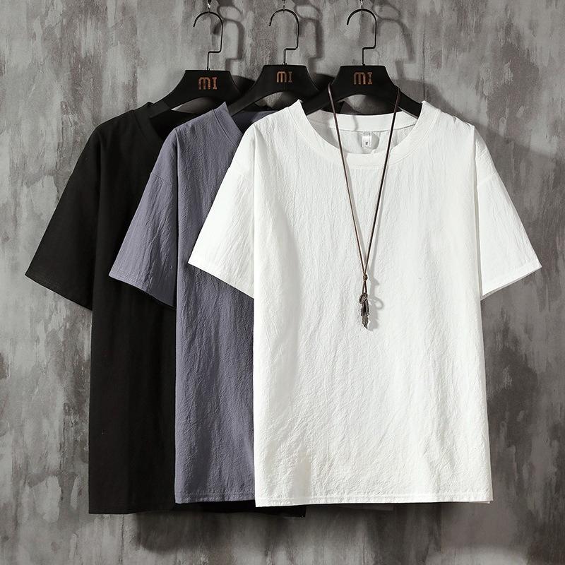 Summer Short-sleeved T-shirt Men's Solid Color Men's Loose Casual Half-sleeved Bottoming Shirt T-shirt Men