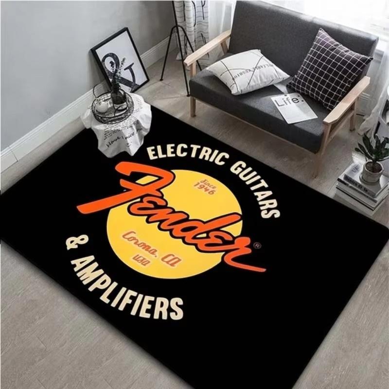 Classical Guitar Bass Carpet Drum Kit Room Non Slip Soft Mat Guitar Electric Printed Area Rug for Living Room Kid Play Room Deco