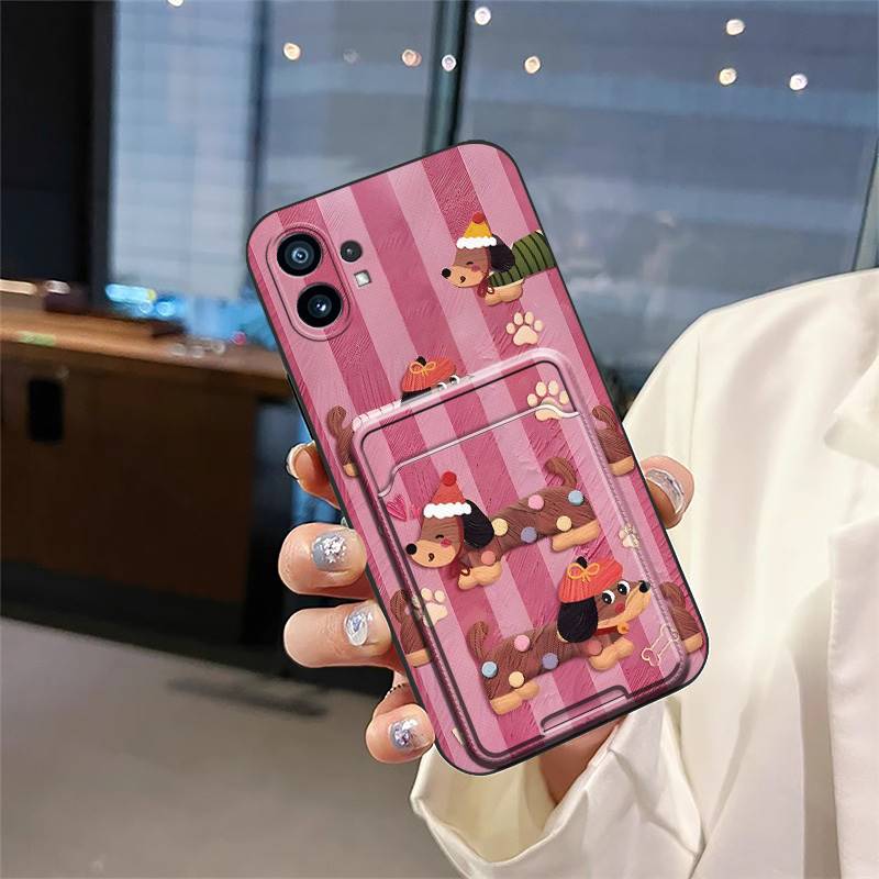Full wrap Cartoon Phone Case For Nothing Phone1 Anti-knock Graffiti Back Cover Card bag Silicone TPU Cute protective