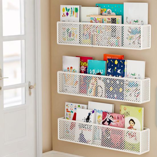 1/2/3Pcs Storage Rack Metal Bookshelf Strong Load-bearing Simple Installation Multipurpose Wall Mount Record Holder Magazine Rack
