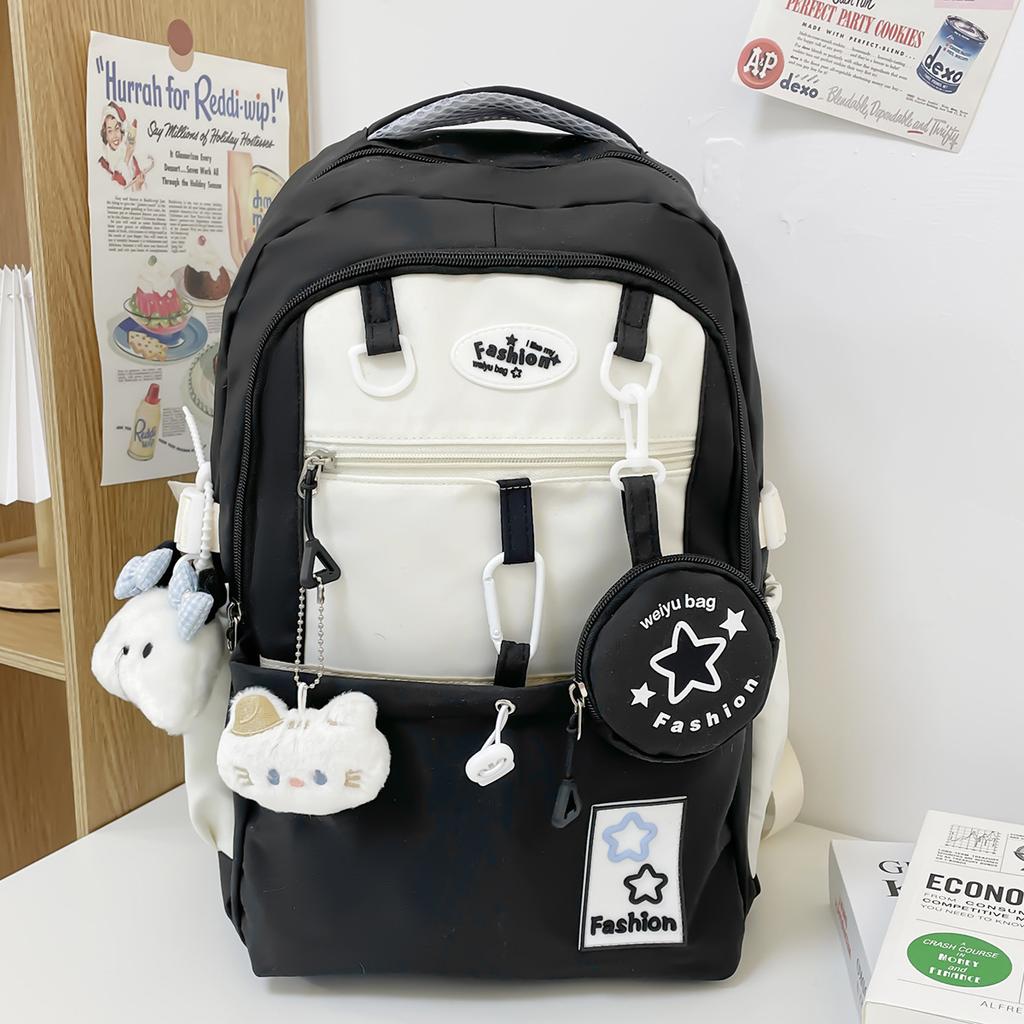 New Heat Transfer Korean Style Large Capacity Backpack for Middle High School College Students Trendy Versatile Travel Daypack