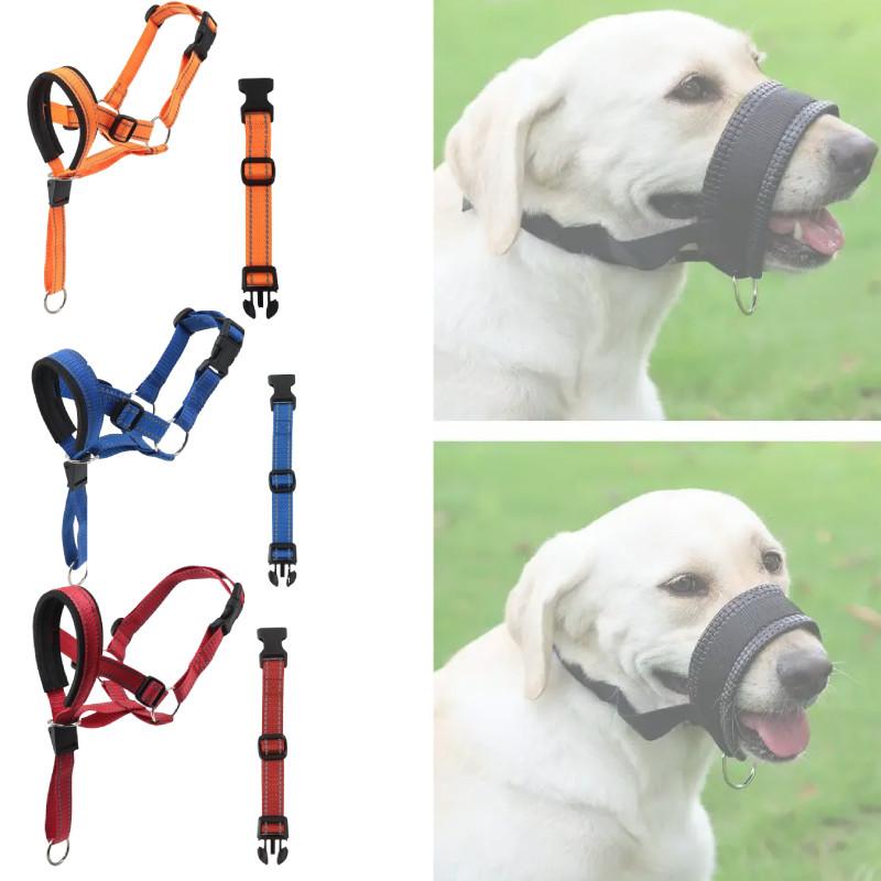 Mouth Muzzles Dog Anti Bark Collar Breathable Training Set Strips Reflective