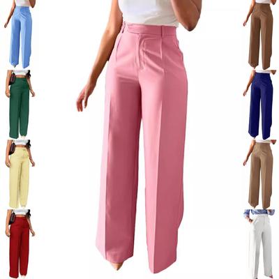 Women's High-Waisted Drapey Straight-Leg Wide-Leg Formal Pants