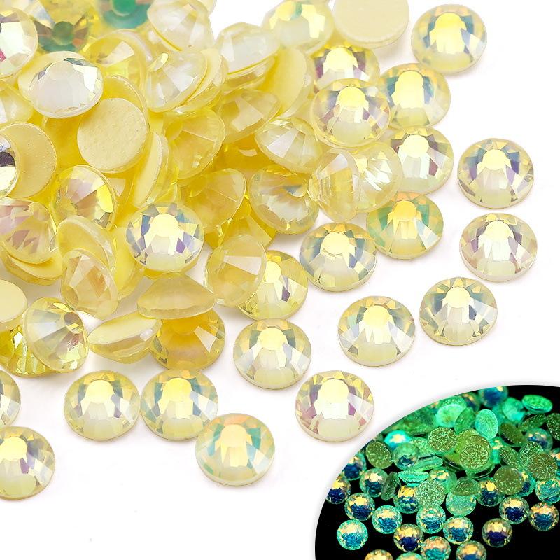 Glass Flat Bottom Luminous Diamond Diy Nail Drill Nail Decoration Fluorescent Drill Mobile Phone Case Decorative Rhinestone