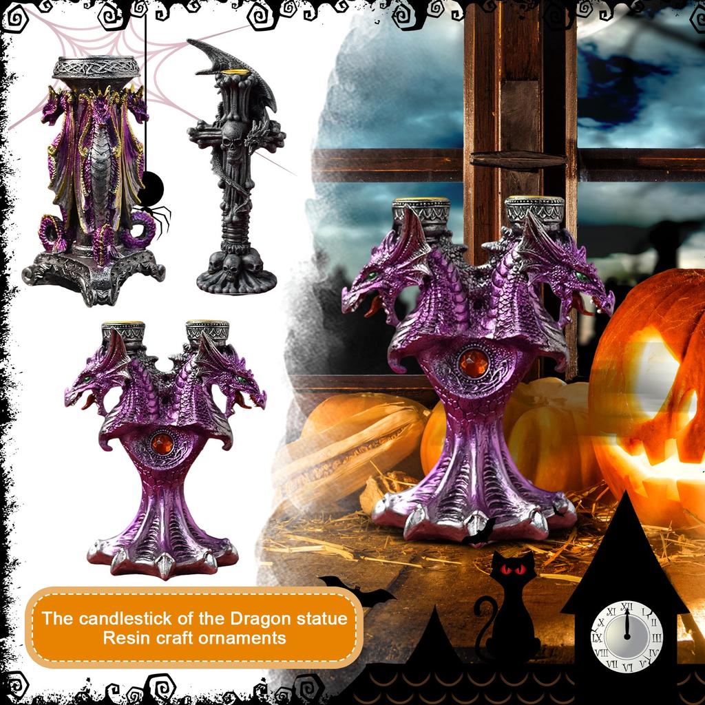 European And American Dragon Statue Candlestick Resin Craft Decorative Ornaments Halloween Desktop Decoration