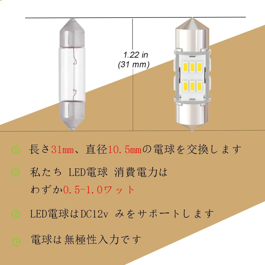 WiseShine DE3175 Festoon Reading Light LED Bulb Natural White 4500k