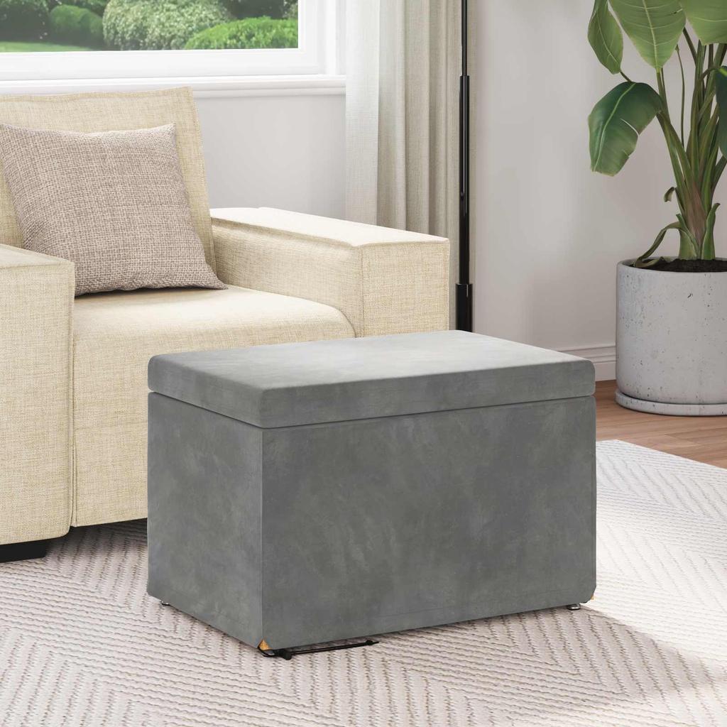 Stool Dark Grey 61 X 41 X 40 Cm Velvet and Engineered Wood
