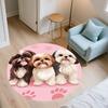 Cute Shih Tzu Pattern Round rug,Carpet Rug for Living Room Bedroom Playroom ,Non-slip Floor Mat,Holiday Gifts and Birthday Gifts.