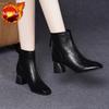 Fashion Leather Booties Square Toe Heeled Fashion 2025 Ankle Boots for Women Large Size Warm Goth Pu Chic and Elegant Woman Short Shoes