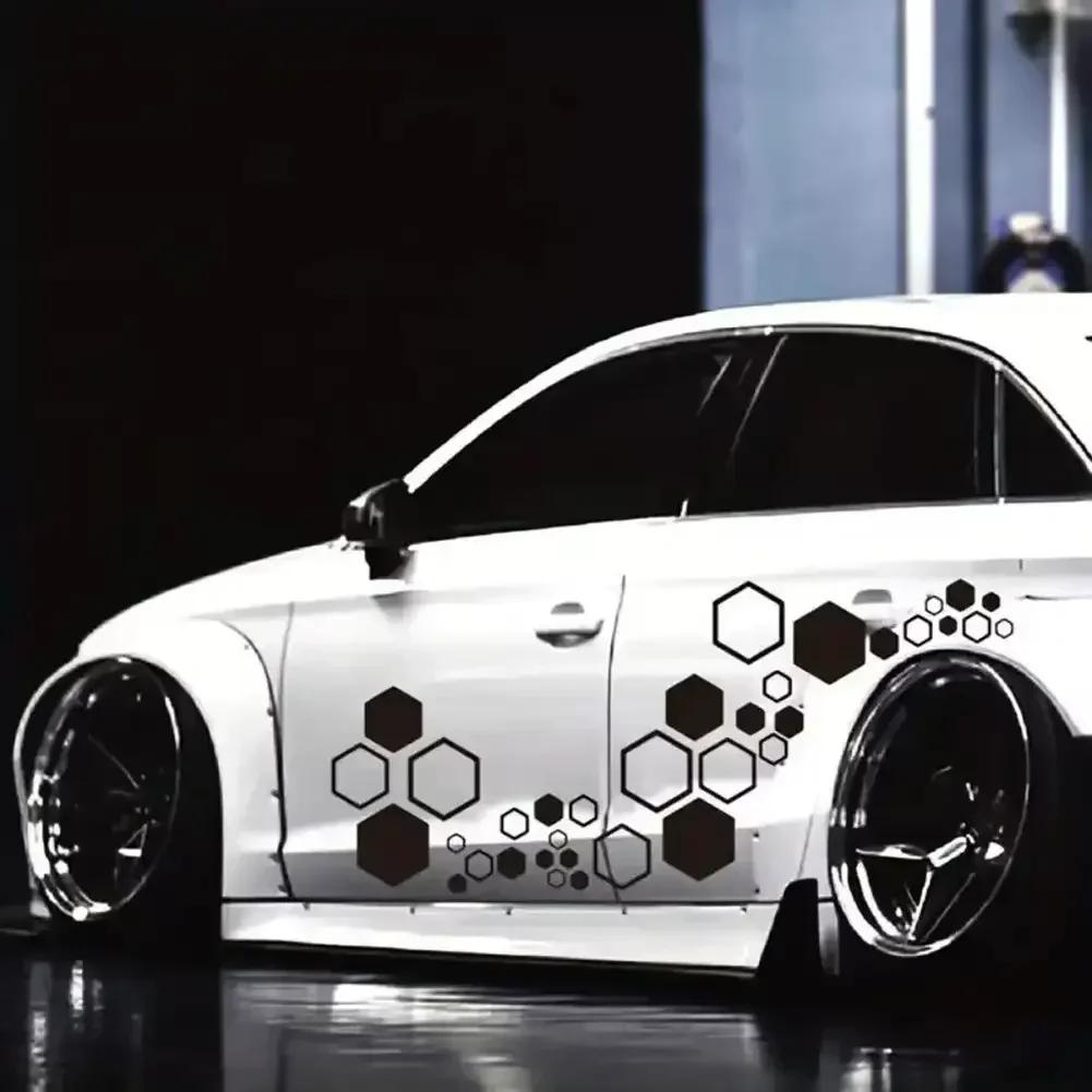 52pcs Honeycomb Auto Vinyl Decals Large and Small Combination Hexagonal Stickers DIY Car Body Cool Styling Open Style Decoration