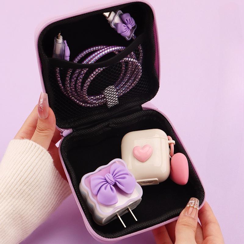 Cute Girls Earphone Digital Organizer Bag Travel Cable Storage Case| Earphone USB Drive Electronic Accessories Pouch Carry Case