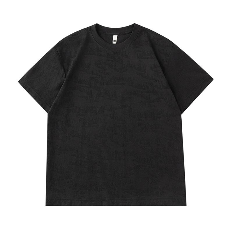 

Mu Qiu Men s 2026 Summer Jacquard Short-Sleeve Loose T-Shirt - Great Rivers and Mountains Design 2XL (80-90 kg)