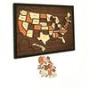 Wooden USA Maps Puzzle Reusable Landmarks Cork Travel Map Multi-Purpose Portable Wooden Puzzle for Home Decor Remarks