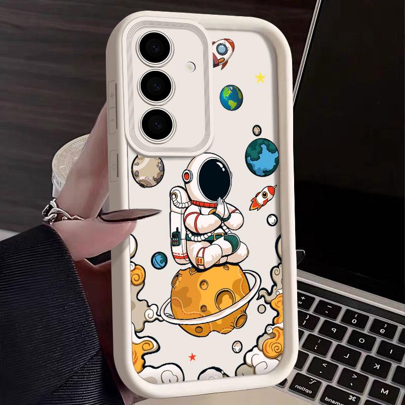 Spaceman Phone Case For Samsung S26 S25 S24 S23 S21 S20 Ultra Cute Astronaut Planet Funda For Galaxy S25 S24 FE S26 Plus Cover