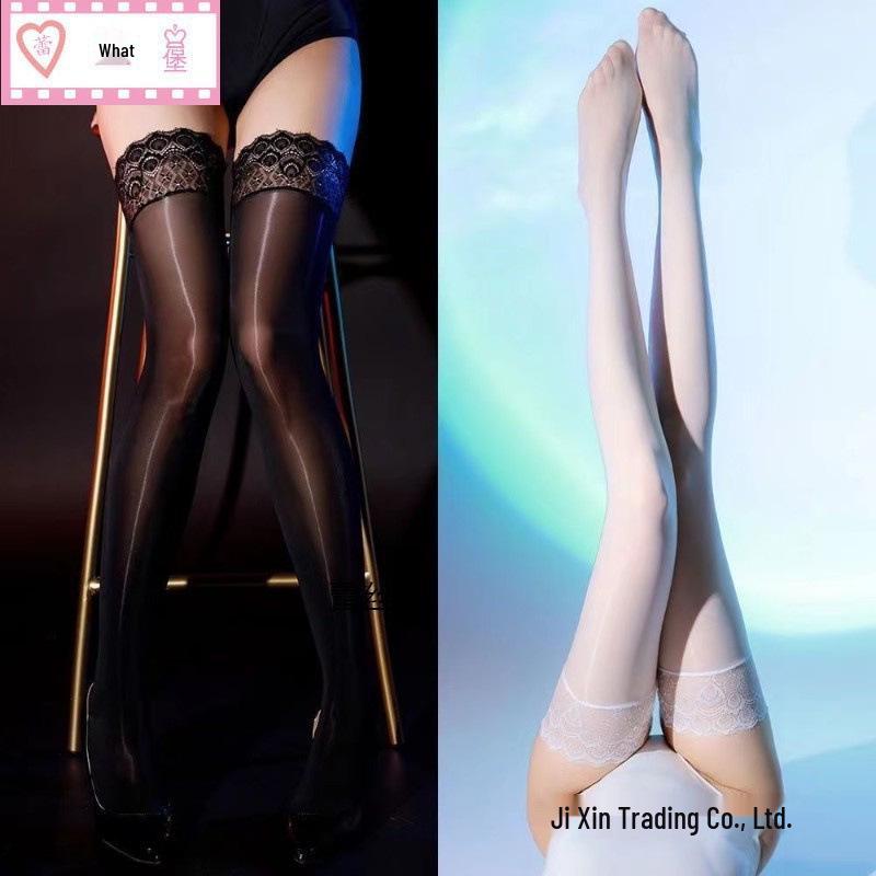 Silky Shiny Lace Silicone Non-Slip Long Thigh-High Stockings
