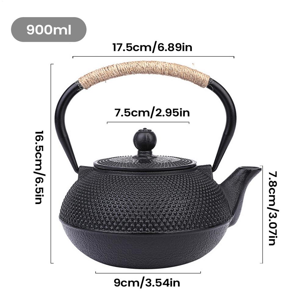 Cast Iron Teapot Enameled Interior For Brewing Boiling Stove Top Kettle Home Kitchen Restaurant Induction Cooker Camping