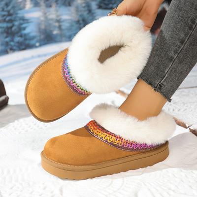 Bottes de neige européennes et américaines hiver nouvelle tête de sac pantoufles en velours semelle plate pieds chauds chaussures en coton