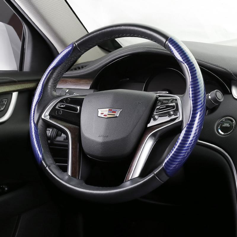 Universal Non-Slip Carbon Fiber Steering Wheel Cover - All-Season, Dirt-Resistant, Water Transfer Pattern.