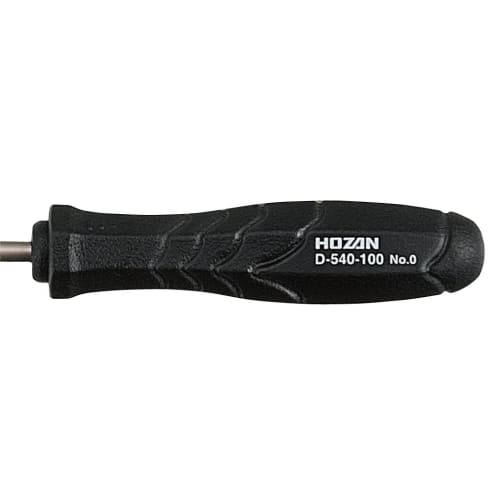 HOZAN Phillips No. 0 Screwdriver, Overall Length 178mm, Shaft Length 100mm, Thin Shaft, Ideal for Hard-to-Fit Places, D-540-100