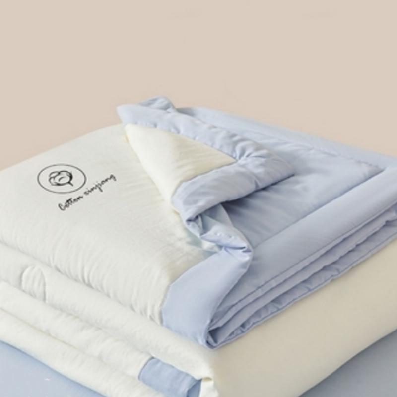 1pc Unprinted Cotton Quilt  Cool Summer Air Conditioning  Solid Color  Skin Friendly  Washable  Lightweight