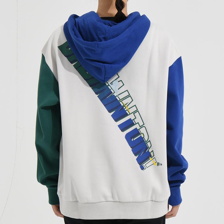 Li Ning Badminton Series Three-Color Spliced Letter Print Thick Sports Hoodie Long Sleeve Men Hoodies Glacier-Gray AWDSD49-1