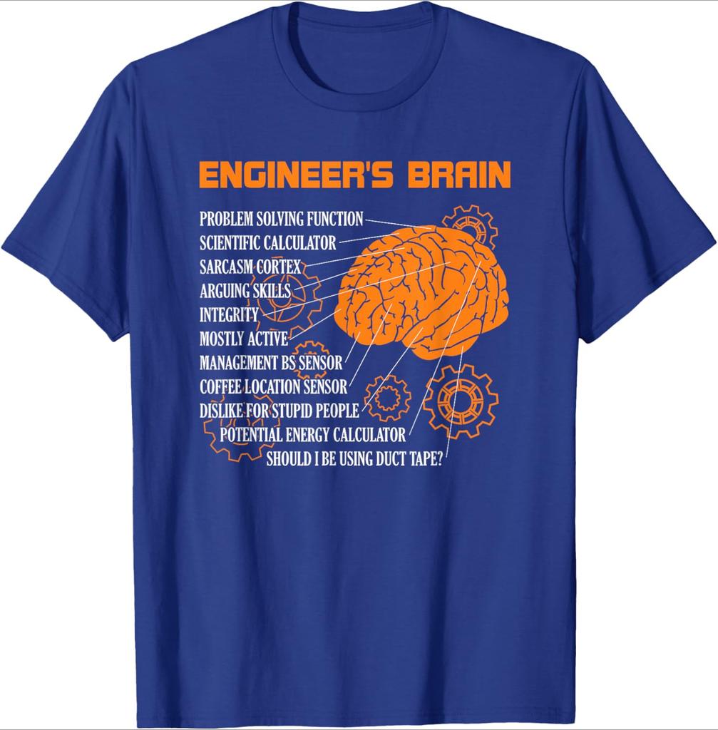 Engineers Brain Funny Engineering Games Process Engineer design100 cotton Oneck short sleeve printed mens Tshirt